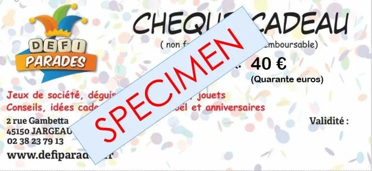 Carte CADEAU DEFIPARADES 40 Euros